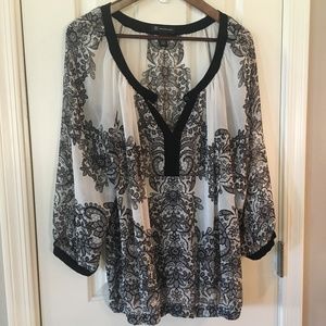 INC Sheer Black & White Blouse